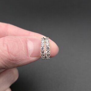 Sterling Silver Cubic Zirconia Gemstone Hoop Earrings A7012